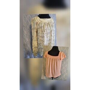 Lauren Conrad Small Bundle Two Blouses Yellow  Peach Flowy